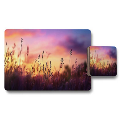 B&Q -  Sunset Meadow Grass Placemats And Coaster Set For Dining Table