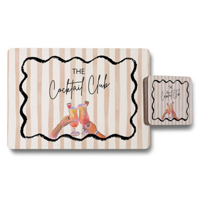 B&Q -  The Cocktail Club Placemat Coaster Set Striped Background