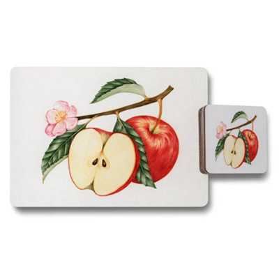 B&Q -  Apple Botanical Placemat And Coaster Set With Floral Branch Design