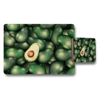 B&Q -  Avocado Pattern Placemats And Coaster Set For Kitchen Table