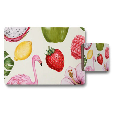 B&Q -  Tropical Flamingo And Fruit Pattern Placemat And Coaster Set