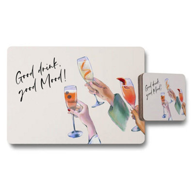 B&Q -  Watercolor Glass Toasts Placemats And Coasters Set For Table Decor