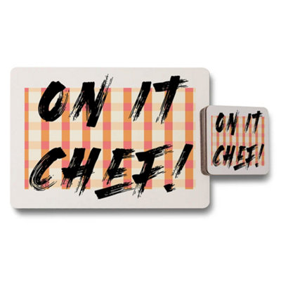 Benjamin Tate Design On It Chef Placemats And Coaster Set With Plaid Pattern from B&Q