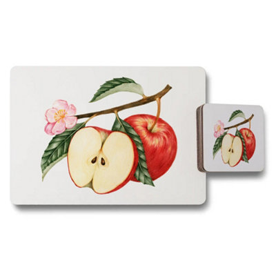 B&Q -  Apple Themed Placemats And Coaster Set With Botanical Design