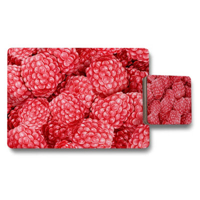 B&Q -  Raspberry Pattern Placemat And Coaster Set Red Berry Design