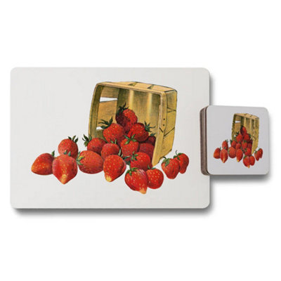 B&Q -  Strawberry Basket Design Placemats And Coaster Set