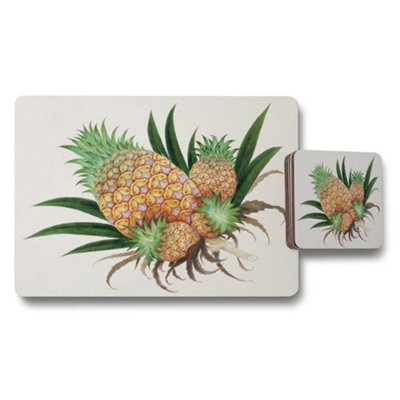 B&Q -  Pineapple Placemats And Coasters Set With Tropical Fruit Design