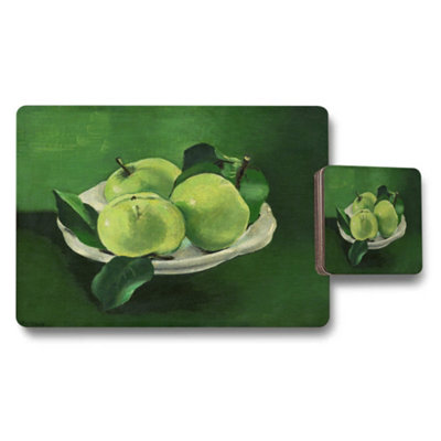 B&Q -  Green Apple Placemats And Coasters Set Still Life Artwork