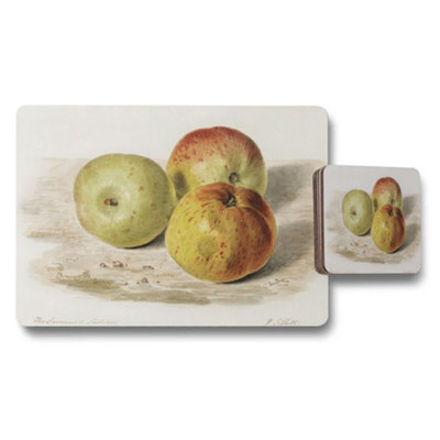 B&Q -  Fruit Still Life Placemat And Coaster Set With Apples