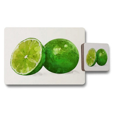 B&Q -  Lime Slice Placemats And Coaster Set For Kitchen Table