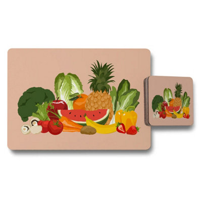 B&Q -  Fruit And Vegetable Placemat And Coaster Set For Dining Table