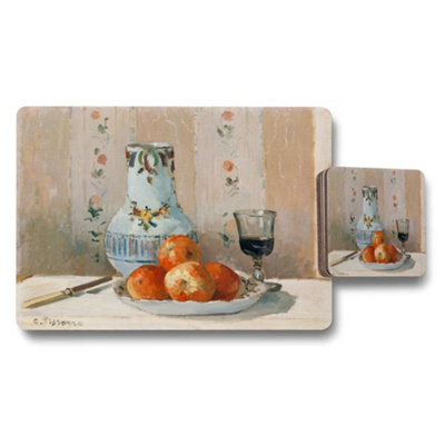 Benjamin Tate Design Still Life Fruit And Vase Placemat And Coaster Set from B&Q