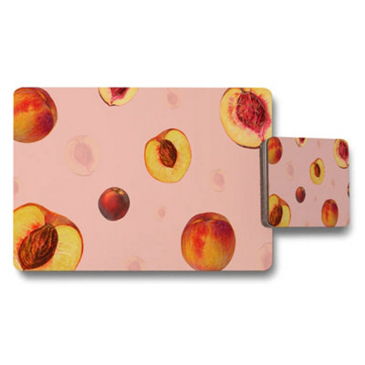 B&Q -  Peach Pattern Placemat Coaster Set On Pink Background