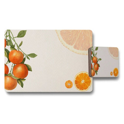 Benjamin Tate Design Orange Fruit Motif Placemat And Coaster Set With Citrus Design from B&Q