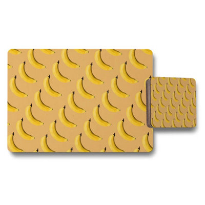 B&Q -  Banana Pattern Placemat And Coaster Set For Dining Table