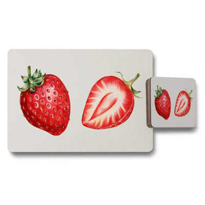 Benjamin Tate Design Strawberry Design Placemats And Coasters Set For Dining Table from B&Q