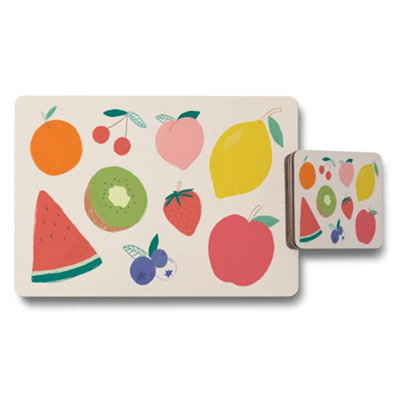 B&Q -  Fruit Themed Placemats And Coaster Set For Kitchen Table Decor