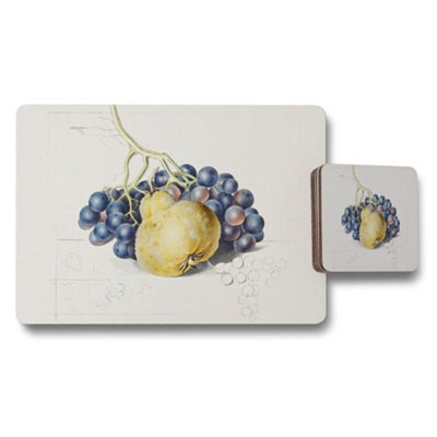 B&Q -  Grapes And Lemon Still Life Placemats And Coaster Set