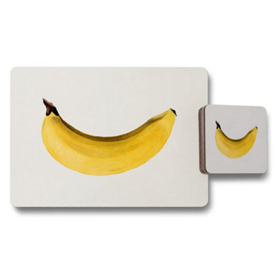 B&Q -  Banana Illustration Placemat And Coaster Set For Dining Table