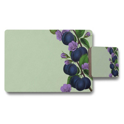 Benjamin Tate Design Blueberry And Purple Floral Placemats And Coaster Set from B&Q