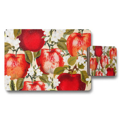 B&Q -  Apple Pattern Placemat And Coaster Set For Dining Table