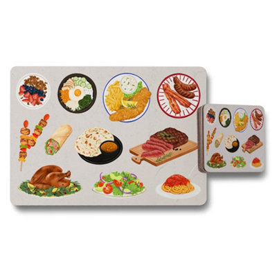 B&Q -  Food Themed Placemats And Coaster Set For Dining Table