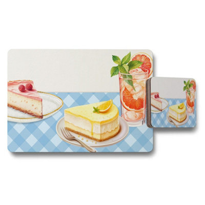 B&Q -  Dessert Themed Placemat And Coaster Set With Cake Slices
