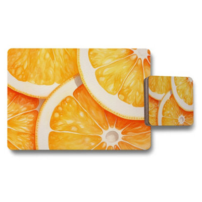 B&Q -  Orange Slice Placemat And Coaster Set Citrus Design For Kitchen Table