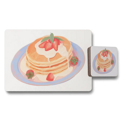 B&Q -  Pancake Stack Placemats And Coasters Set With Strawberries