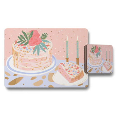 B&Q -  Pastel Cake Theme Placemats And Coasters Set For Dining