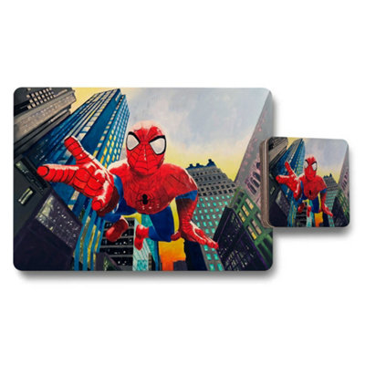 B&Q -  Spider Man Placemats And Coasters Set City Scene Artwork