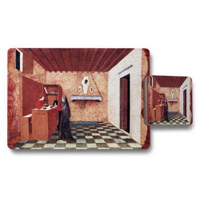 Benjamin Tate Design Placemat And Coaster Set Featuring Medieval Interior Artwork from B&Q