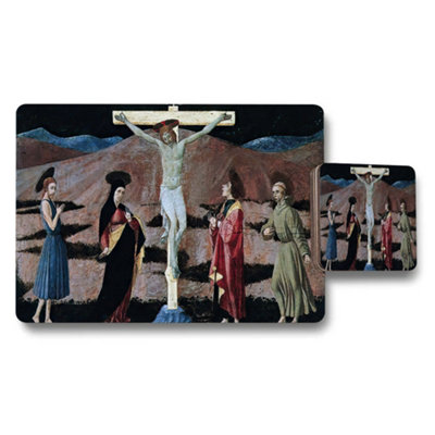 Benjamin Tate Design Crucifixion Scene Placemat And Coaster Set Classic Religious Artwork from B&Q