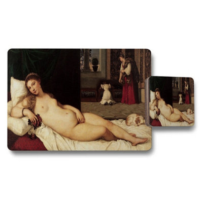 B&Q -  Nude Reclining Woman Art Placemat And Coaster Set Home Decor