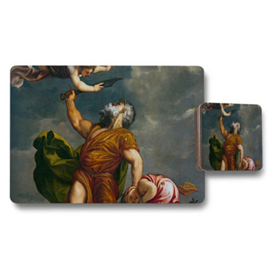 B&Q -  Baroque Style Placemats Coasters Set With Classical Painting