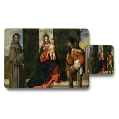 B&Q -  Madonna And Child Religious Artwork Placemat And Coaster Set