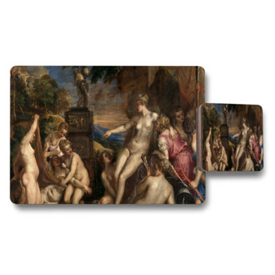 Benjamin Tate Design Classical Nude Figure Artwork Placemat And Coaster Set For Dining from B&Q