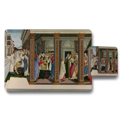 B&Q -  Placemat And Coaster Set With Renaissance Hall Scene Artwork