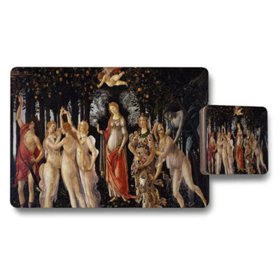 B&Q -  Renaissance Style Placemat And Coaster Set Garden Scene Art