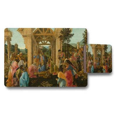 B&Q -  Placemat And Coaster Set Featuring Classic Religious Artwork
