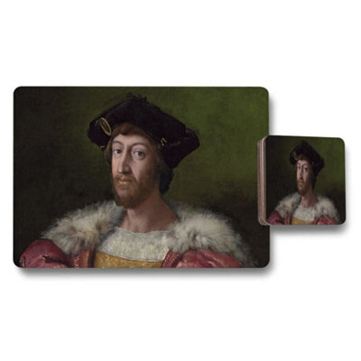 B&Q -  Placemat Coaster Set With Classical Portrait Artwork For Home Decor