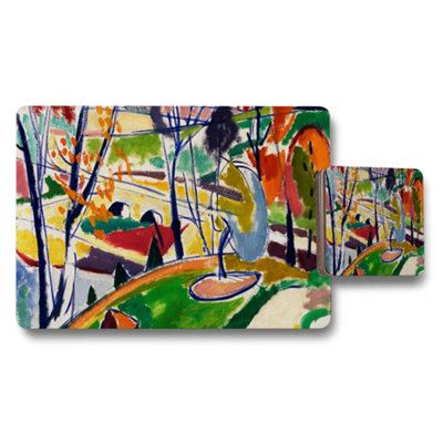 B&Q -  Abstract Colorful Placemat And Coaster Set For Dining Table