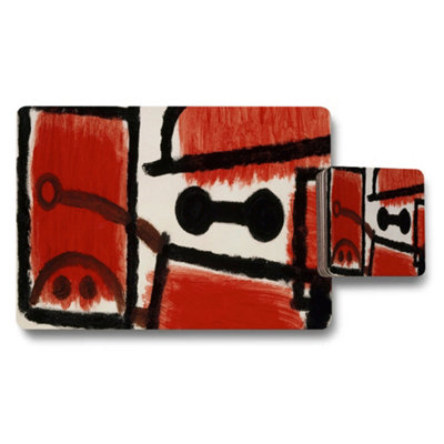 B&Q -  Abstract Red And Black Placemats And Coaster Set Artwork