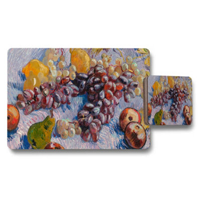 Benjamin Tate Design Grapes And Fruit Impressionist Style Placemat And Coaster Set from B&Q