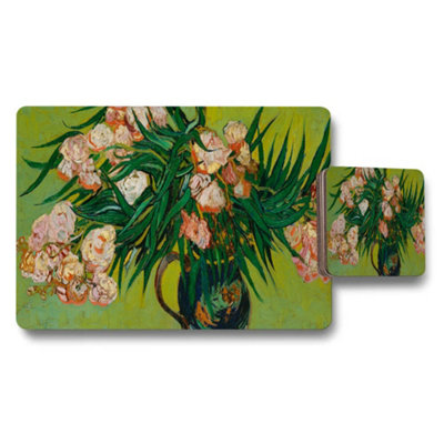 B&Q -  Floral Bouquet In Green Vase Placemat And Coaster Set