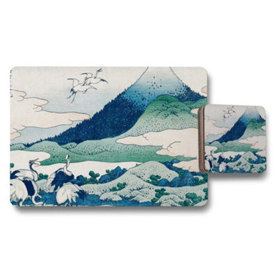B&Q -  Blue Mountain Landscape Placemat And Coaster Set With Cranes