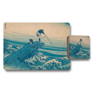 B&Q -  Placemat And Coaster Set The Great Wave Off Kanagawa Inspired