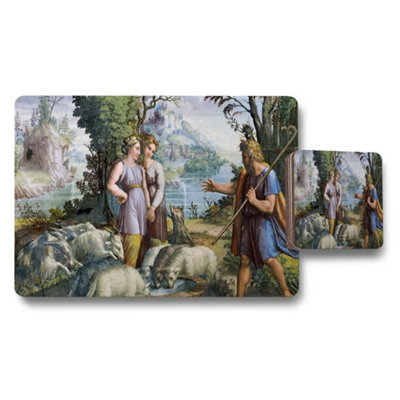 Benjamin Tate Design Pastoral Scene Placemat And Coaster Set With Shepherd And Sheep from B&Q