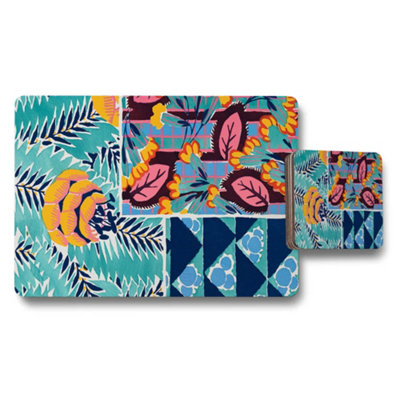 Benjamin Tate Design Tropical Floral Placemat And Coaster Set For Dining Tables from B&Q