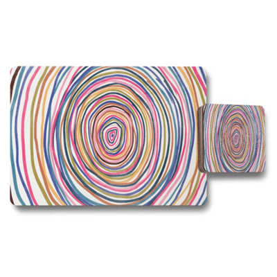 B&Q -  Colorful Spiral Pattern Placemat And Coaster Set For Dining Table